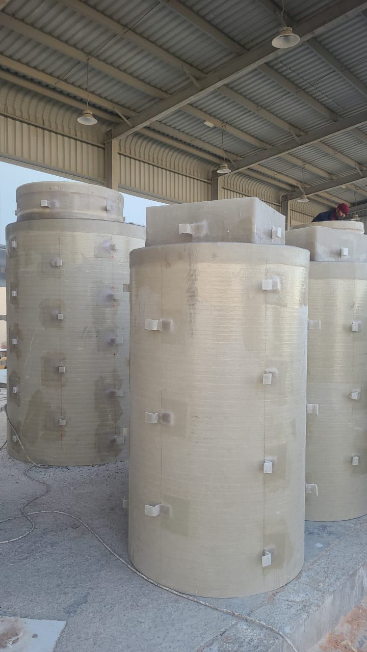 Batch of fiberglass GRP liner tanks manufactured by EFG Industries, Umm Al Quwain UAE